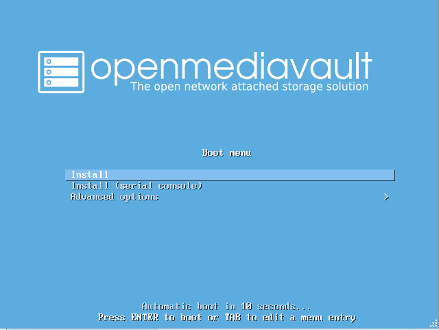 Open Media Vault Boot Screen