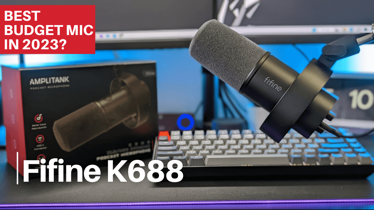 Fifine K688 USB Dynamic Cardioid Desktop XLR Microphone with Shock Mount,  Volume Control